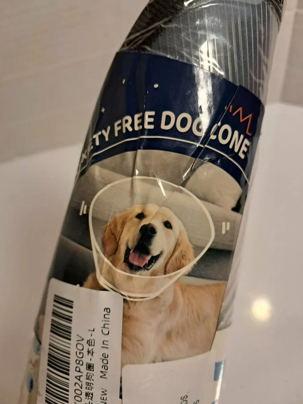 Supet Large Clear Dog Recovery Cone Collar Black Trim